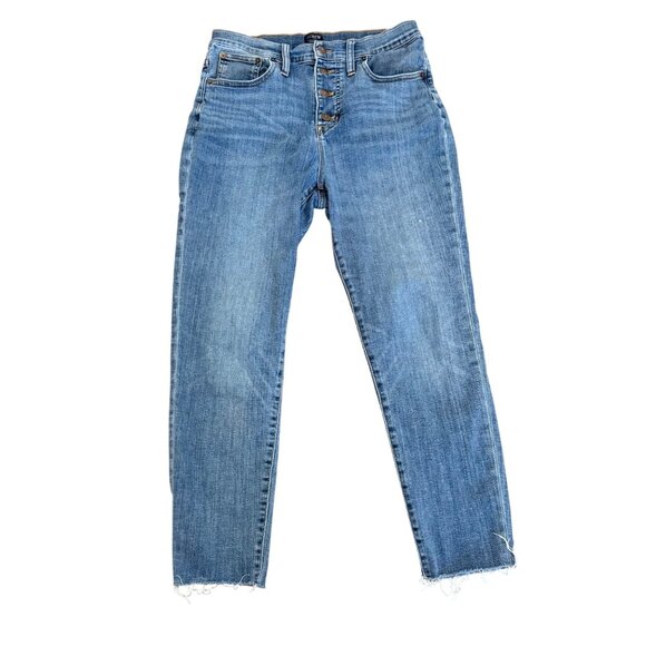 J.Crew Women's 10" High Rise Skinny Button-Fly Ankle Blue Jeans Denim Size 30 - Picture 1 of 10